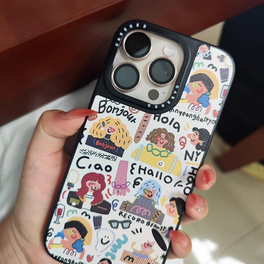 Cute Multilingual Cartoon Phone Case - White